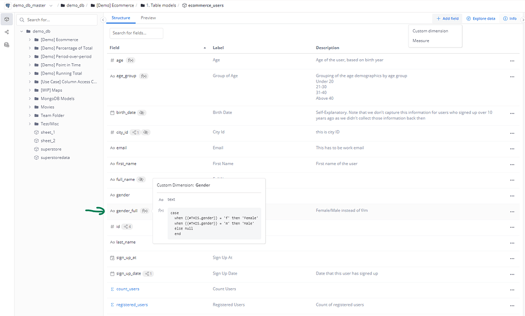 Create a custom dimension use case when